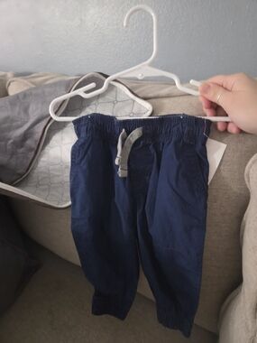 Carter's Navy Blue Elastic-Waist Joggers with Gray Drawstring